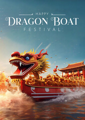 Poster - Happy Dragon Boat Festival Poster Design. Banner for Duanwu Festival