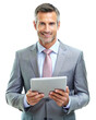 Business-confident businessman with a digital tablet - PNG file 