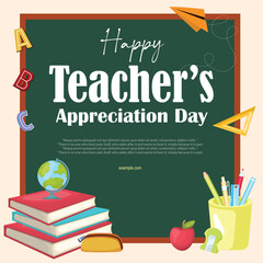 Wall Mural - Vector illustration editable teacher appreciation day post banner template