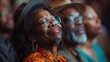 In the warm embrace of a vibrant church community, an Afro-American man and woman Gospel singers lead the congregation in spirited song and praise.