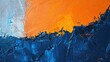 The oil painting abstract picture of the primary colour and secondary colour that is blue and orange in order mixing each other yet it uncompleted and split like they are fighting each other. AIGX01.