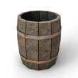 Empty Opened Wooden Cask Barrel. 3D Illustration. File with Clipping Path.
