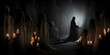 scary nuns skulls ghosts Spooky Horror halloween background
