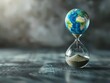Conceptual shot of an hourglass with the Earth in place of sand, AI Generative