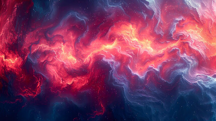 Poster - abstract wavy background with glowing particles in space