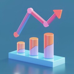 Poster - Imagine a 3D icon depicting an arrow graph, AI Generative