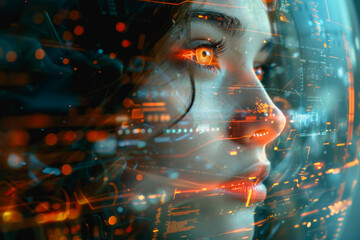 Fototapete - abstract ai learning technology, big data learning
