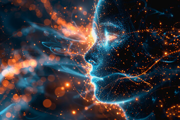 Fototapete - abstract ai learning technology, big data learning