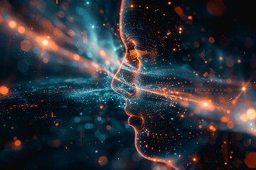 Fototapete - abstract ai learning technology, big data learning