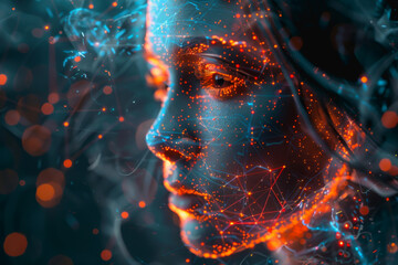 Fototapete - abstract ai learning technology, big data learning