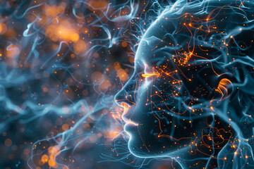 Fototapete - abstract ai learning technology, big data learning