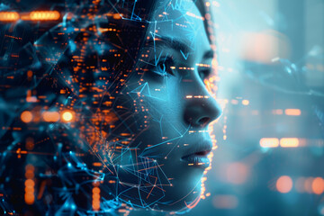 Fototapete - abstract ai learning technology, big data learning