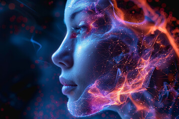 Fototapete - abstract ai learning technology, big data learning