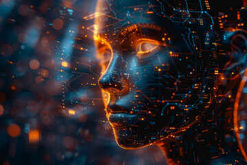 Fototapete - abstract ai learning technology, big data learning