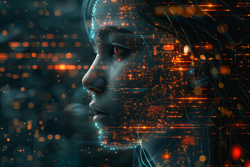 Fototapete - abstract ai learning technology, big data learning