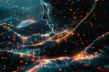 Fototapete - abstract ai learning technology, big data learning