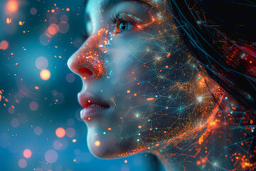 Fototapete - abstract ai learning technology, big data learning
