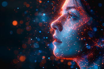 Fototapete - abstract ai learning technology, big data learning