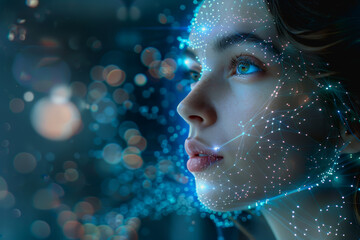 Fototapete - abstract ai learning technology, big data learning