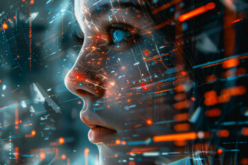 Fototapete - abstract ai learning technology, big data learning