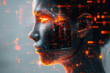 Fototapete - abstract ai learning technology, big data learning