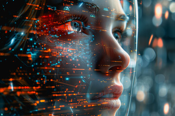 Fototapete - abstract ai learning technology, big data learning