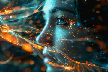 Fototapete - abstract ai learning technology, big data learning