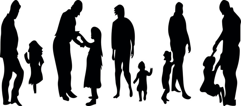 Father and son vector silhouette