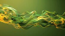 Forest And Moss Green Abstract Flames With Sunny Yellow On Olive.