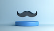 Happy Fathers day display podium background with mustache, copy space text, 3D rendering illustration