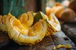 Selective focus on halved jackfruit