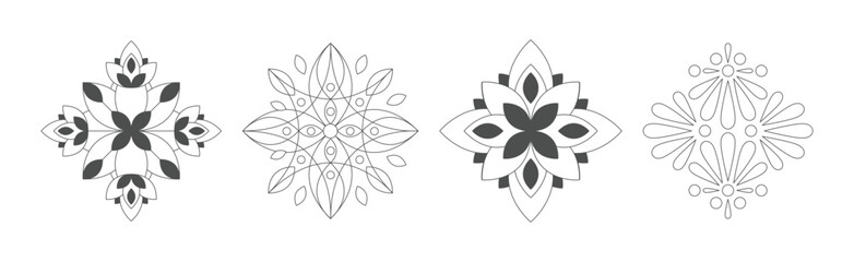 Poster - geometric style ornamental linear shape and form vector set