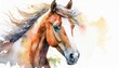 A watercolor painting of a horse