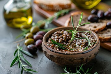 Poster - Tapenade with vegan olives olive tree branch Healthy party cuisine