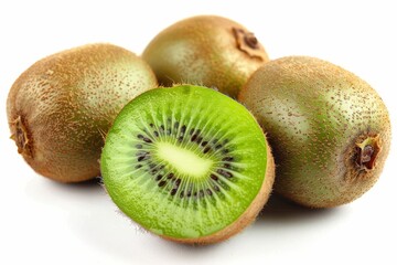 Wall Mural - Tasty fresh kiwis on white background