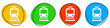 4 bunte Icons: Zug - Button Banner