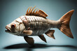 Papier mache fish figurine. Digital illustration.