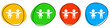 4 bunte Icons: Kinder - Button Banner