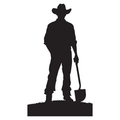 farmer with shovel silhouette vector