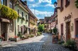 A charming family holiday in a historic village, with cobblestone streets, quaint cafes, and the joy of discovering local traditions and culture, Generative AI