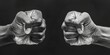 Two Fists in Black and White. Generative AI