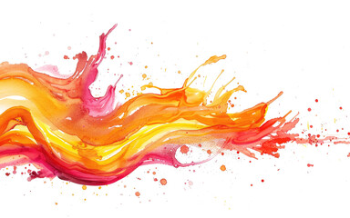 Wall Mural - Watercolor brush stroke, water color paint orange texture, abstract yellow splatter isolated