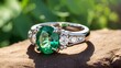  A vibrant emerald ring glistening in the sunlight 