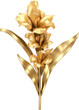 gladiolus flower made of gold,golden gladiolus flower  isolated on white or transparent background,transparency