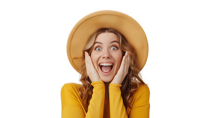 portrait of a woman screaming isolated on a transparent background