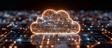 Fototapeta Kwiaty - Cloud computing revolutionizes remote work with virtual office setup via secure cloud network connection