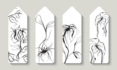 Wall Mural - bookmarks with flowers, and leaves. bookstore label or flyer. vector illustration.