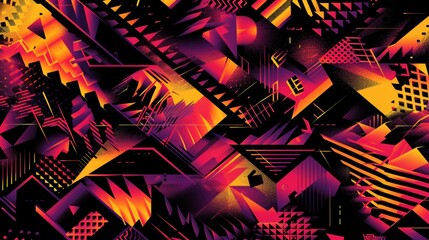 Poster - retro poster design featuring abstract psychedelic geometric shapes, spike edges, typography, and st