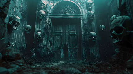 Wall Mural - Haunting Spirits Bound in a Cursed Mansion of the Damned:An Eerie 3D Cinematic and Photographic