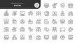 Set of line icons in linear style. Series - Show. Entertainment, leisure, performance. Concert, cinema, circus, exhibition, theater, philharmonic, opera.Outline icon collection. Conceptual pictogram